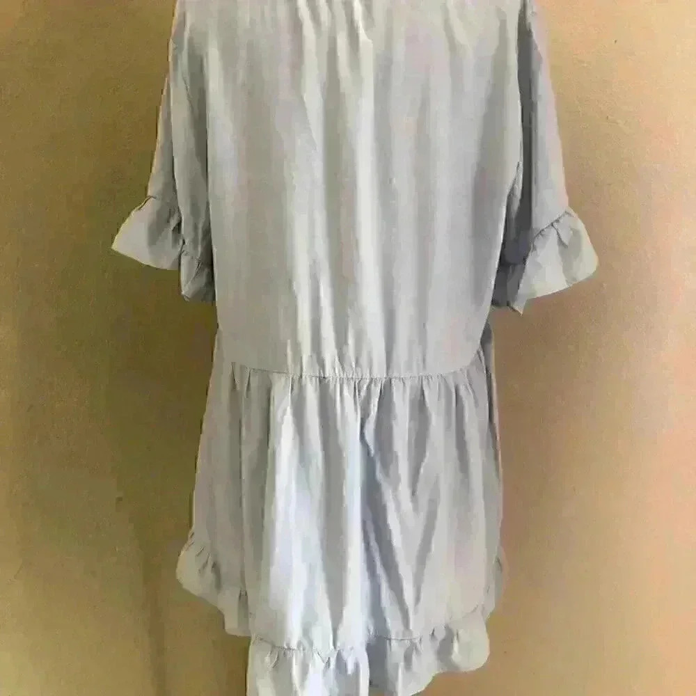 White Birch Light Blue Flared Loose Top Womens Medium - Picture 4 of 7